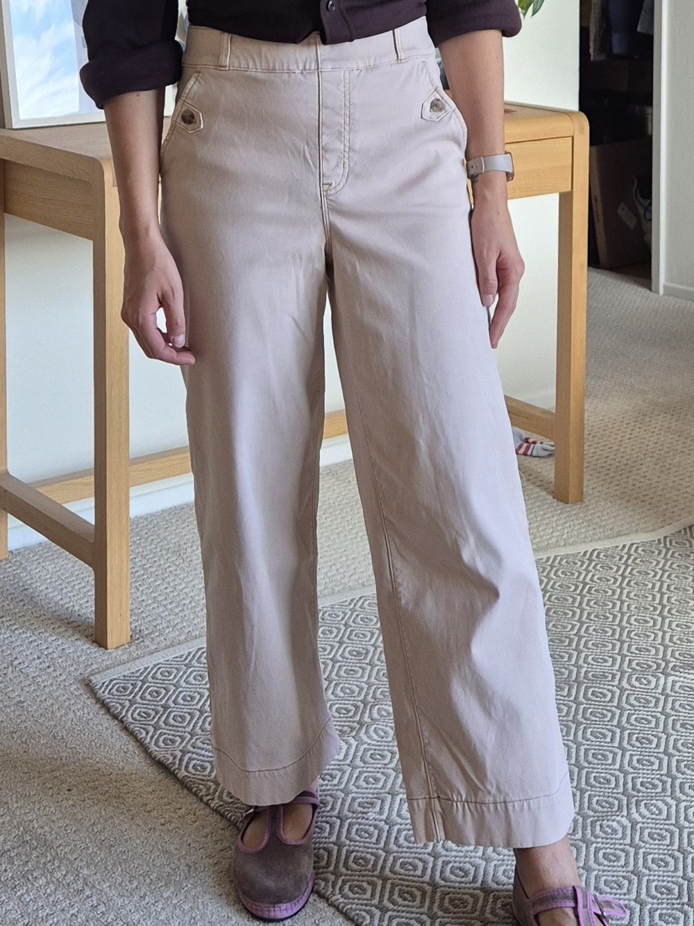 SPANX Wide-Leg Stretch Twill Cropped Pants Medium